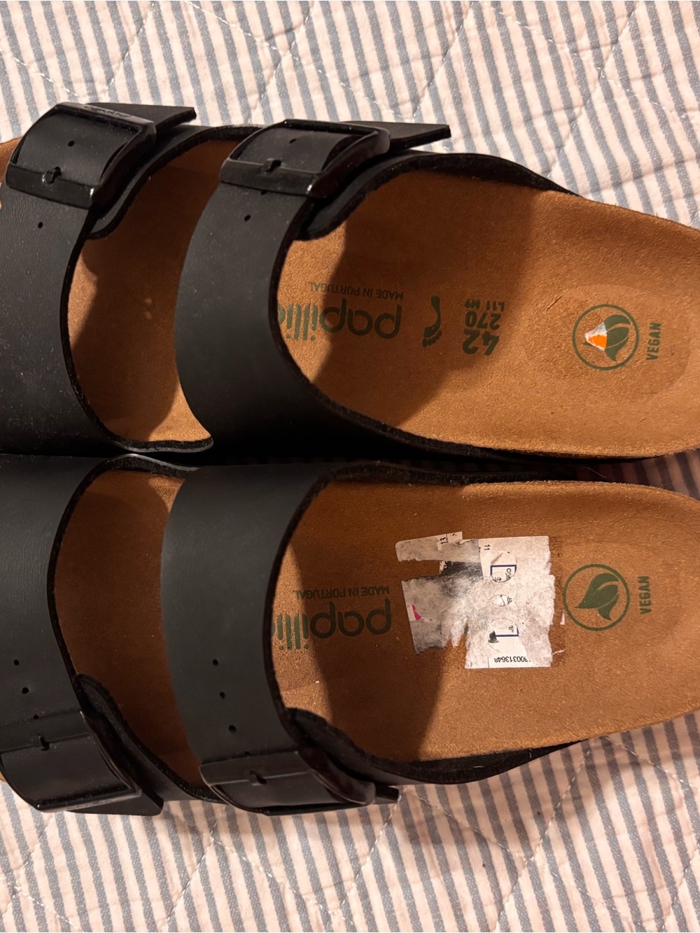 BIRKS/PAPILLio Black Vegan Double-Buckle Slide Sandals - Picture 2 of 6